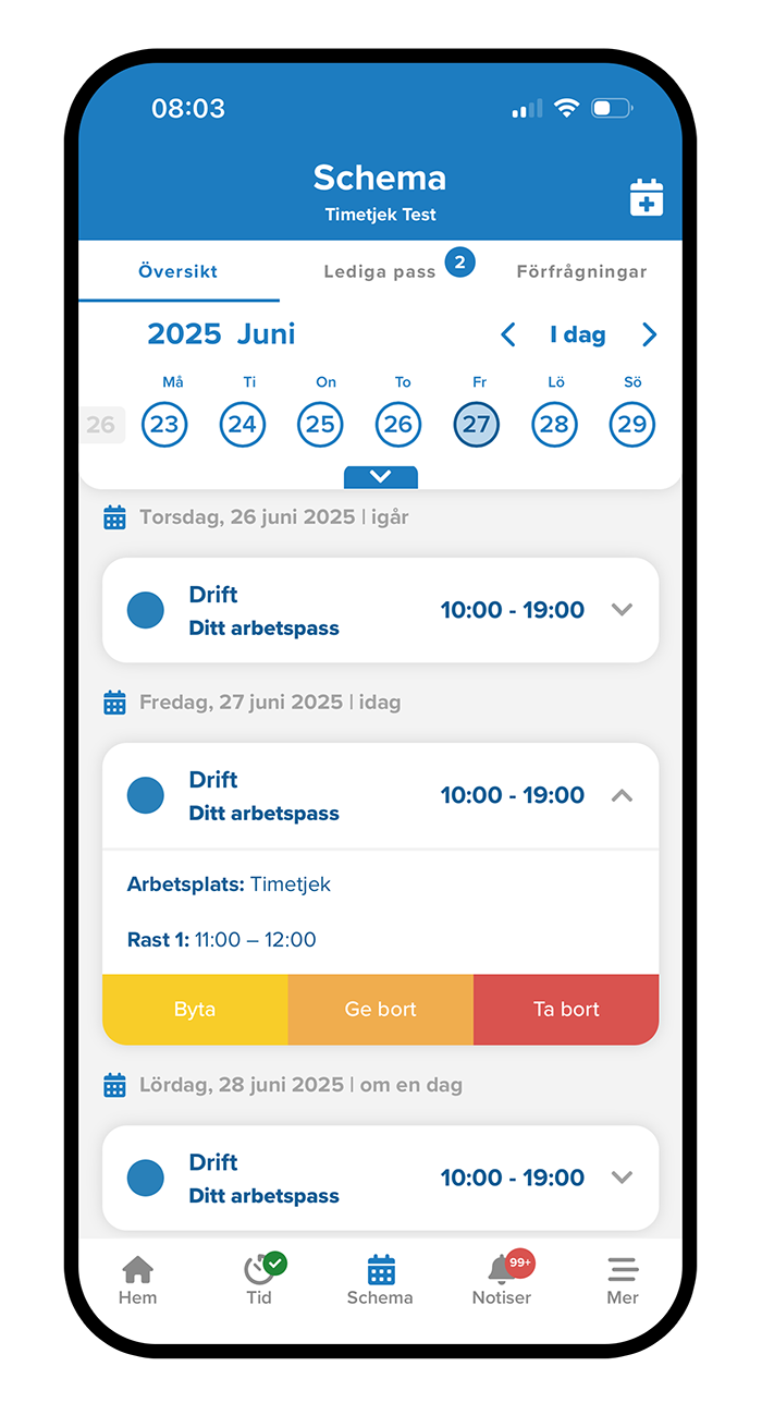 timetjek app personalsida schema